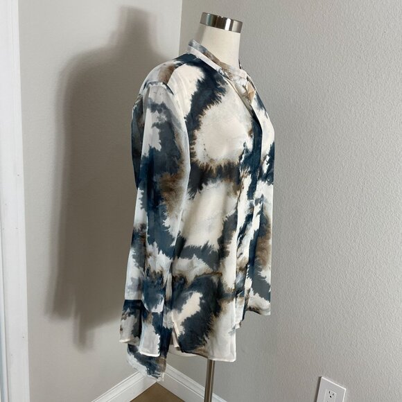 Chicos Womens 14 Tie dye High Low Tunic Top Button Up Blouse Shirt Long Sleeve - Picture 3 of 13